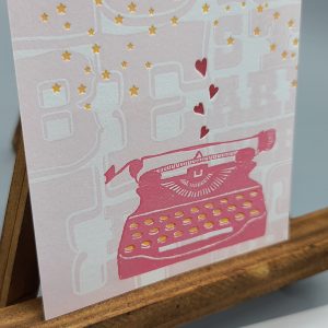 typewriter hearts postcard
